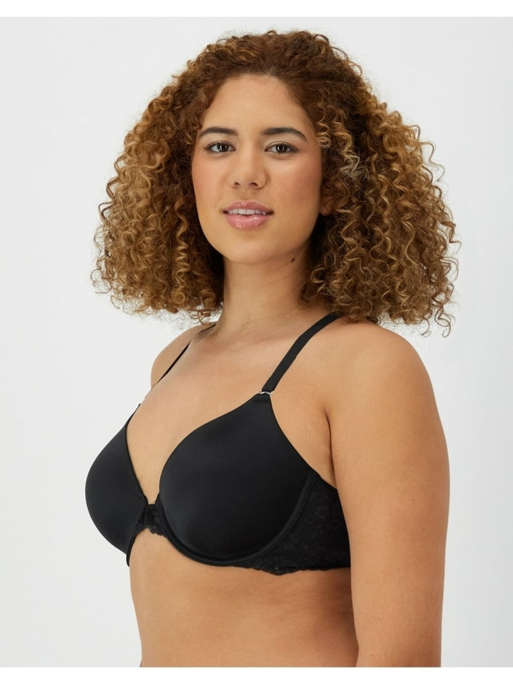 Maidenform One Fab Fit Full Coverage Racerback Bra Black 38D Lace Front Close